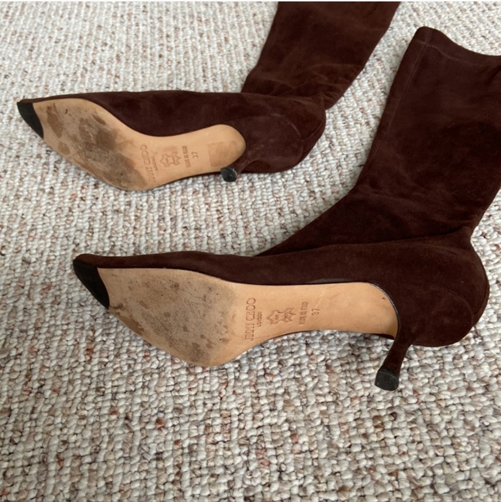 Jimmy Choo Elegant Brown Knee-High Boots - Picture 3 of 4